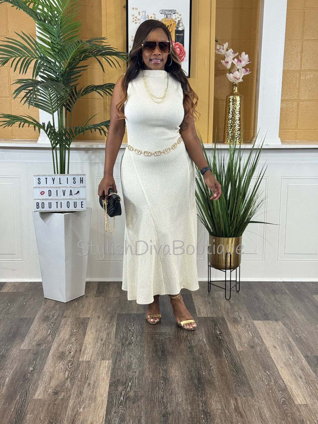 Champagne Hour Sleeveless Maxi Dress (Ivory) Stylish Diva Boutique Champagne Hour Sleeveless Maxi Dress (Ivory) Stylish Diva Boutique