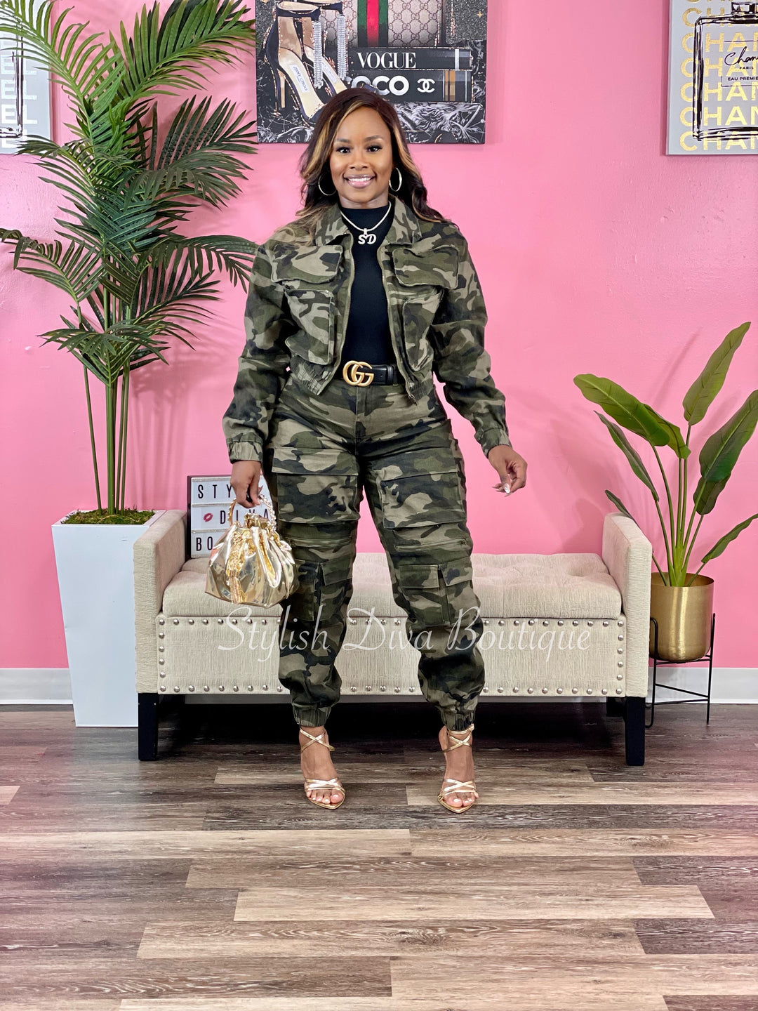 Ms Commander Cropped Camo Jacket up to 3XL