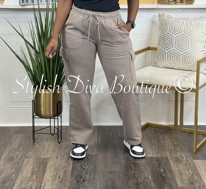 Mela Fleece Cargo Pants (Lt Mocha)