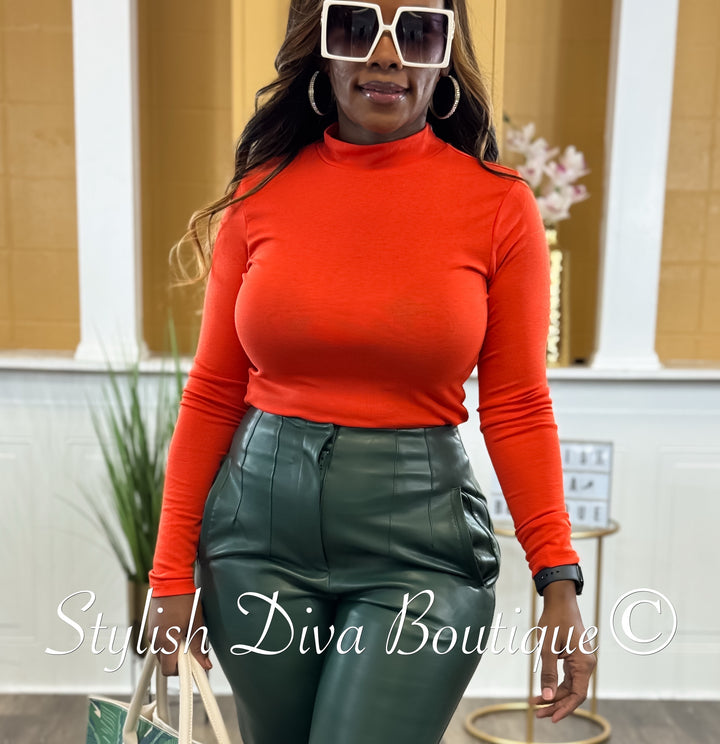 Casey Mock Neck Top (Orange)