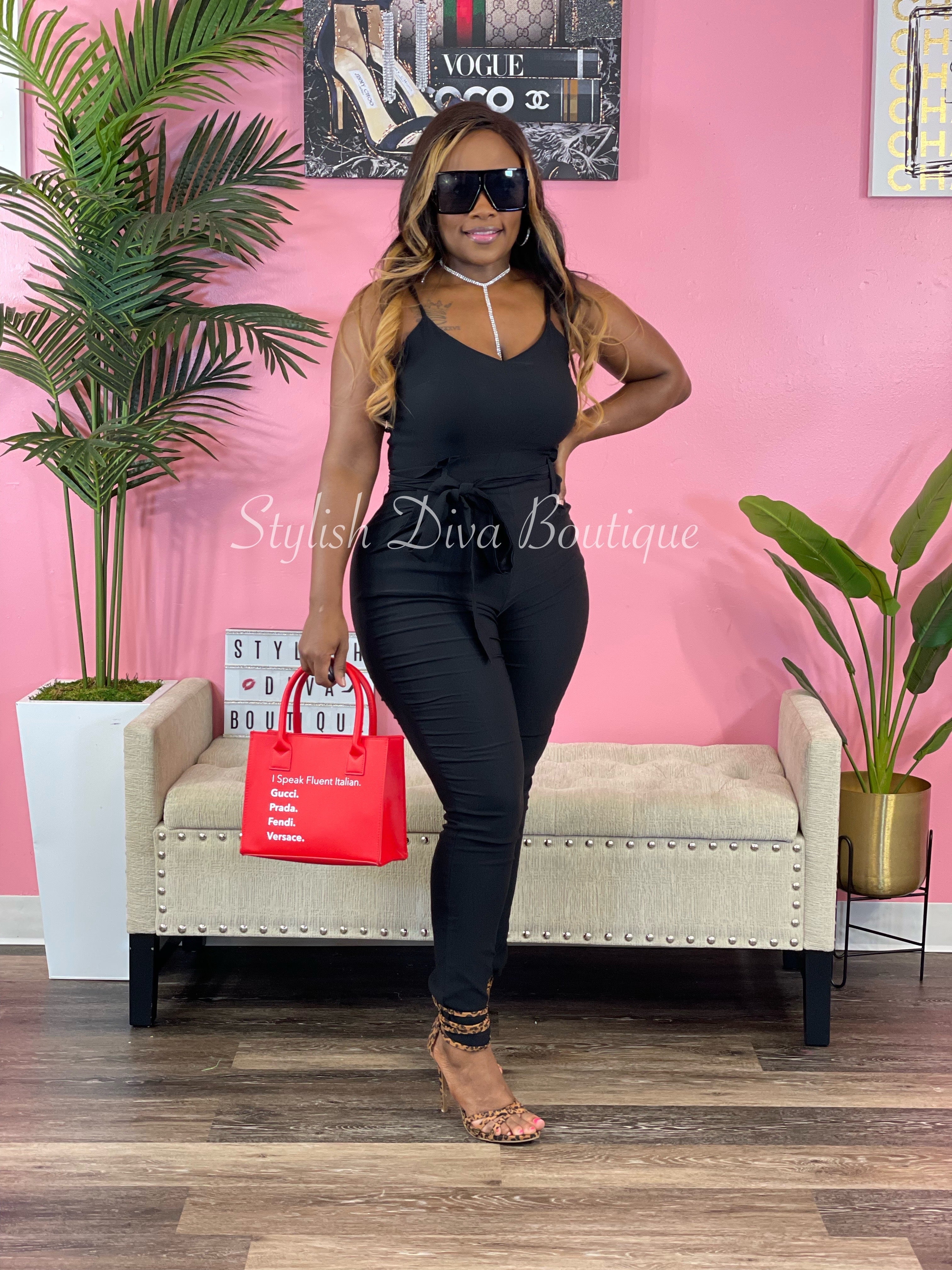 Luxe Diva Jumpsuit up to 3XL Black