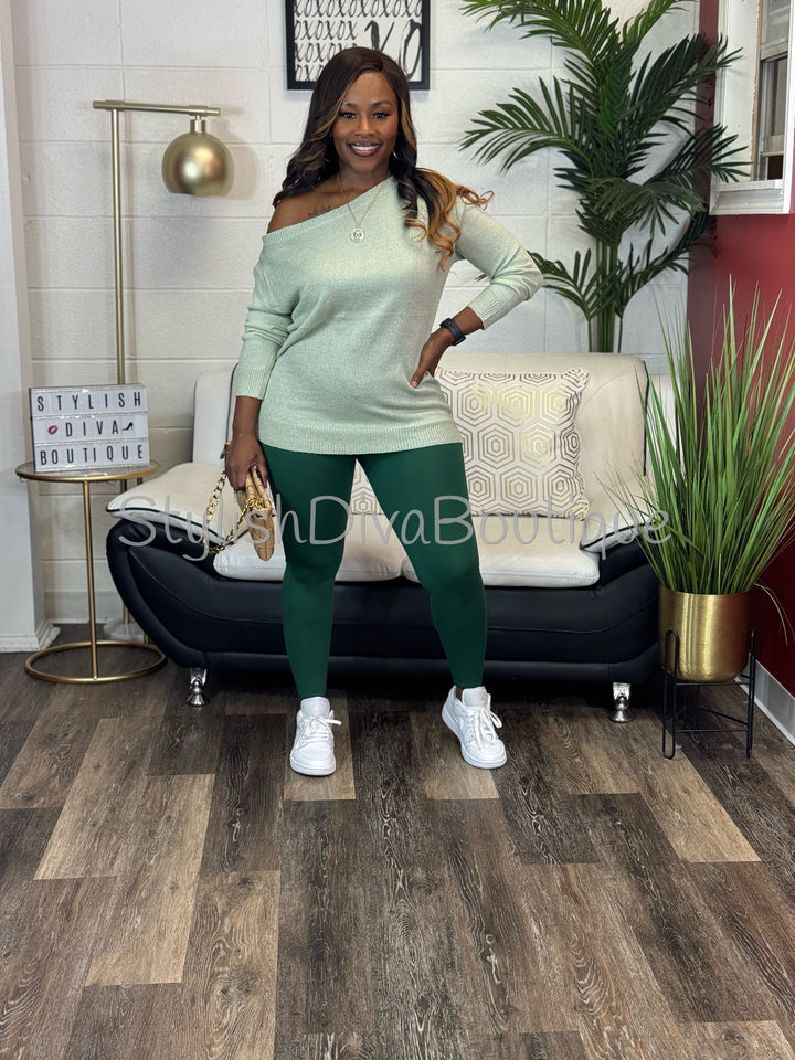Bobbi Off Shoulder Everyday Sweater (Sage)