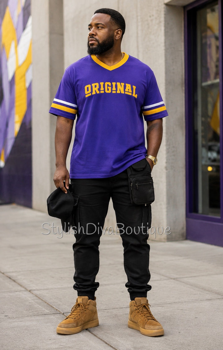 ORIGINAL Varsity Tee (Purple/Gold/White)