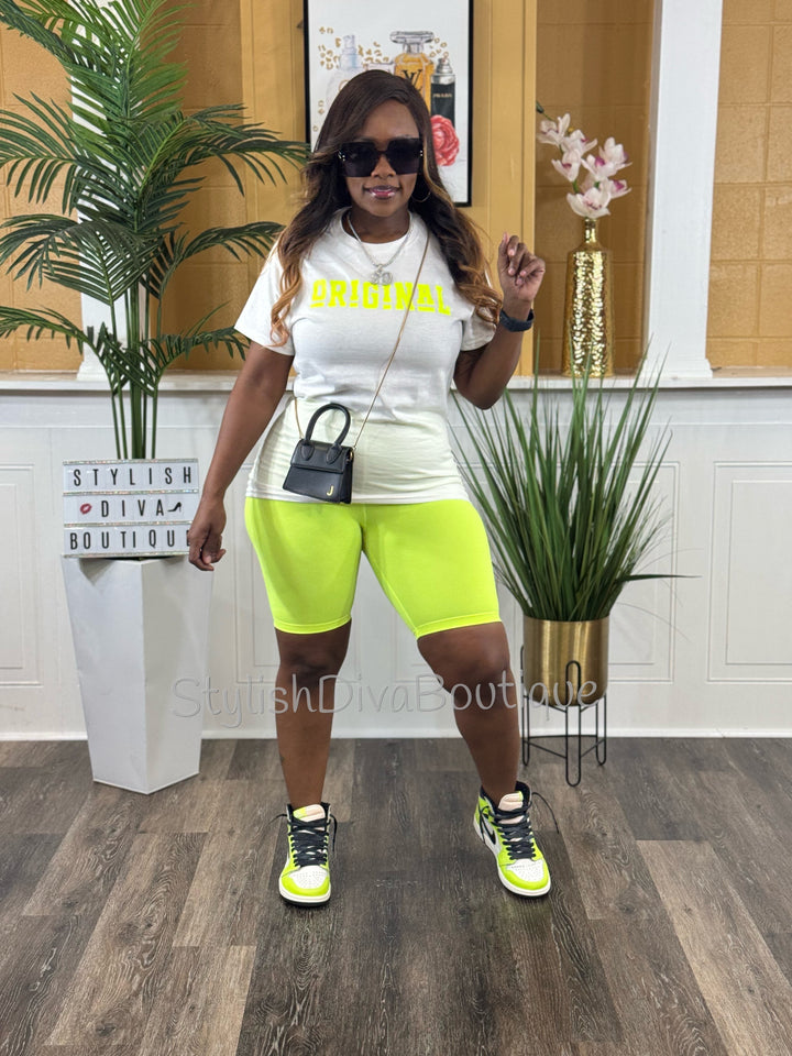 Butter Soft Biker Shorts up to 3XL (Neon Yellow)