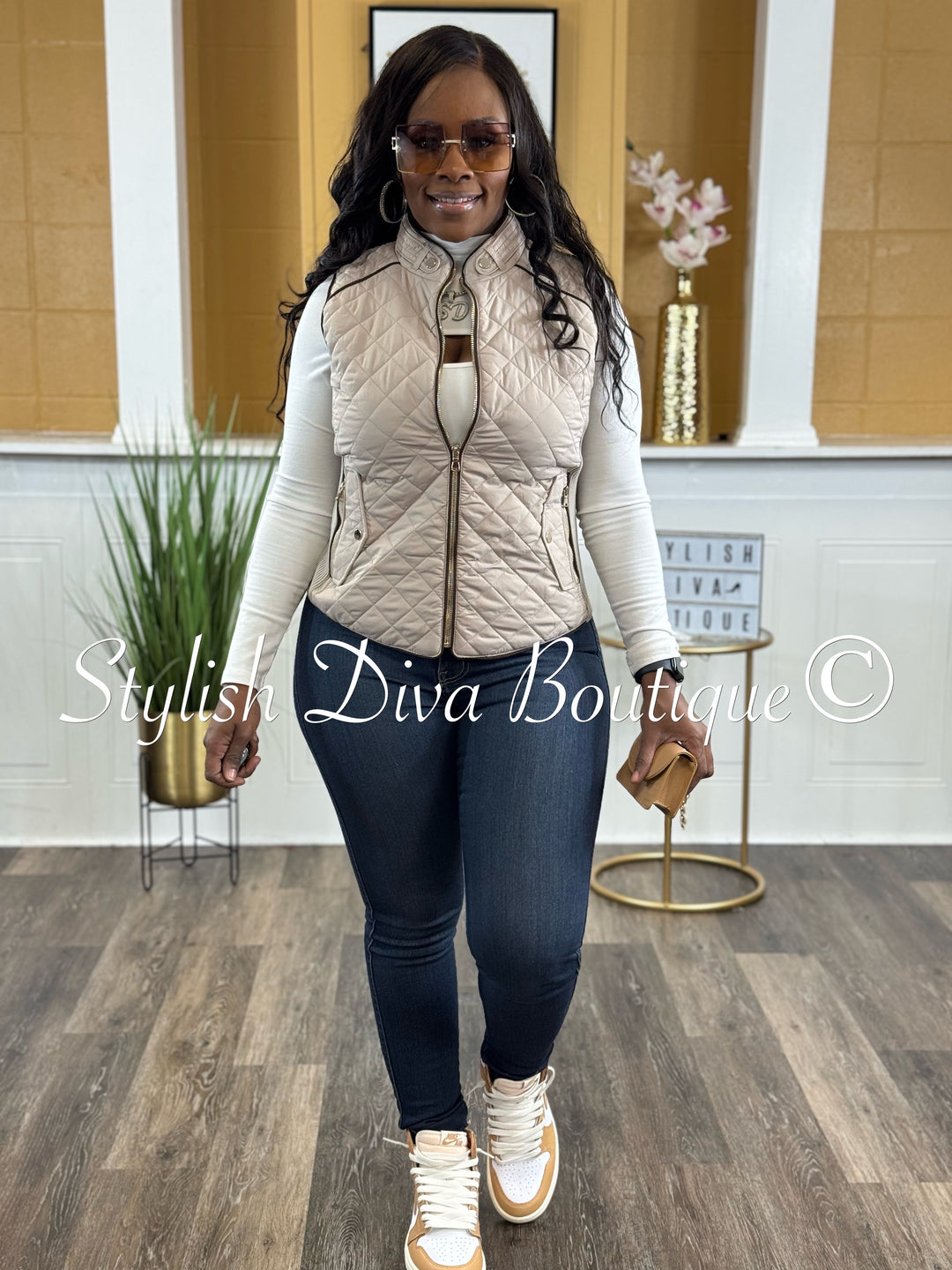 Rowan Quilted Padded Vest up to 2XL (Pale Taupe)