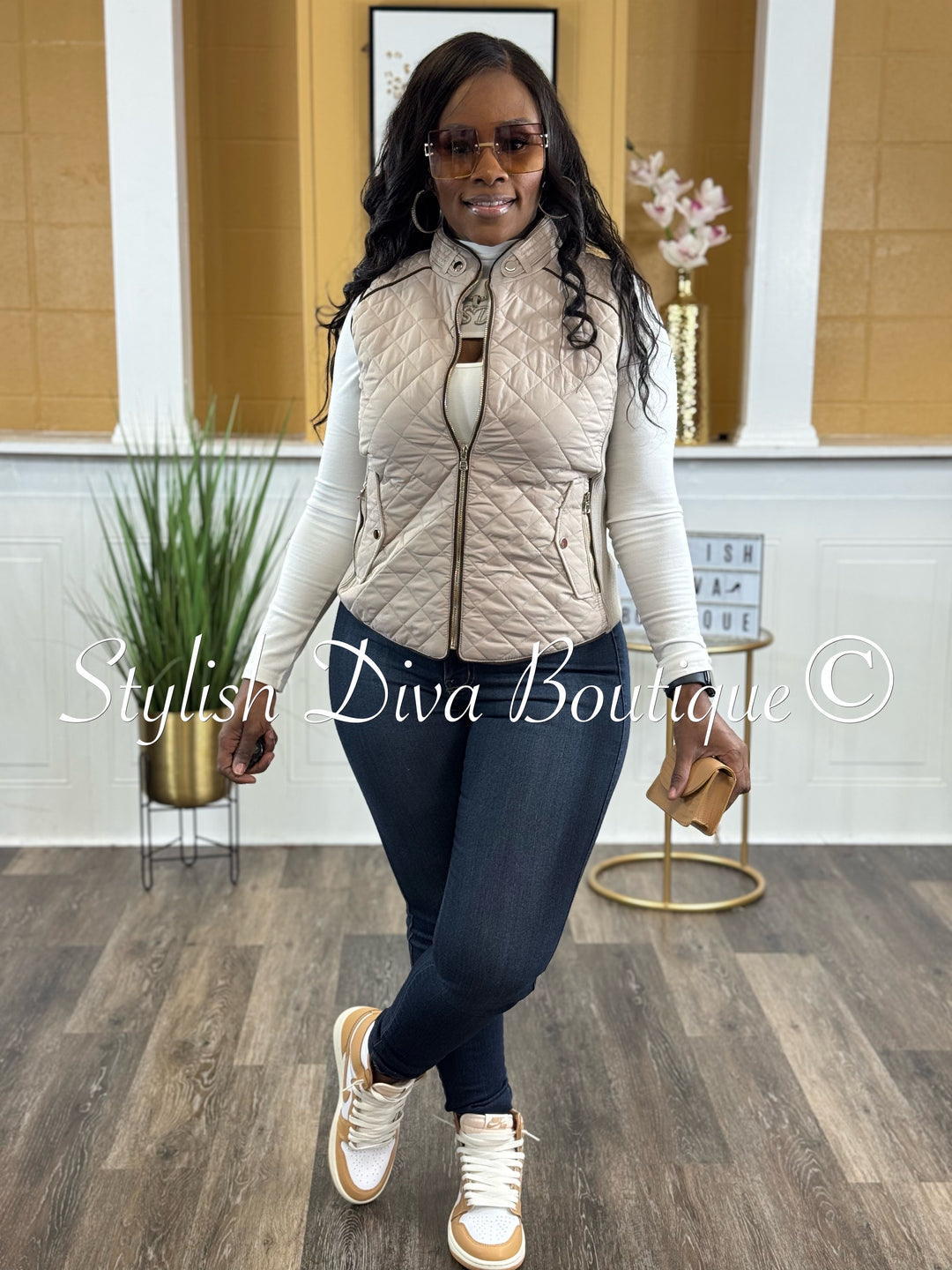 Rowan Quilted Padded Vest up to 2XL (Pale Taupe)