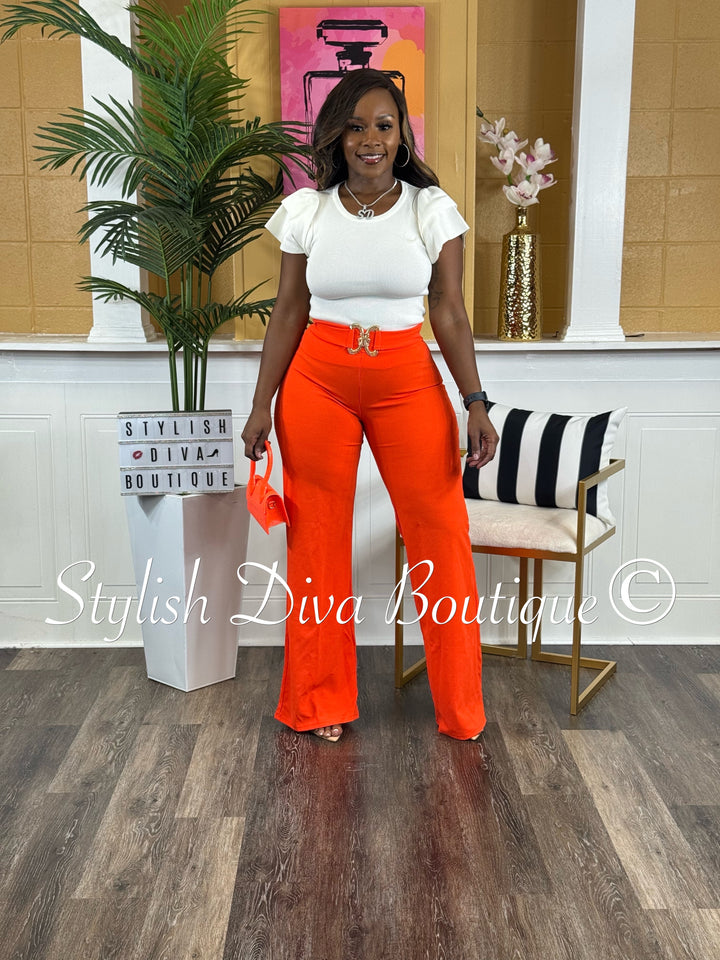 Buckle Me Bold Pants (Tangerine)