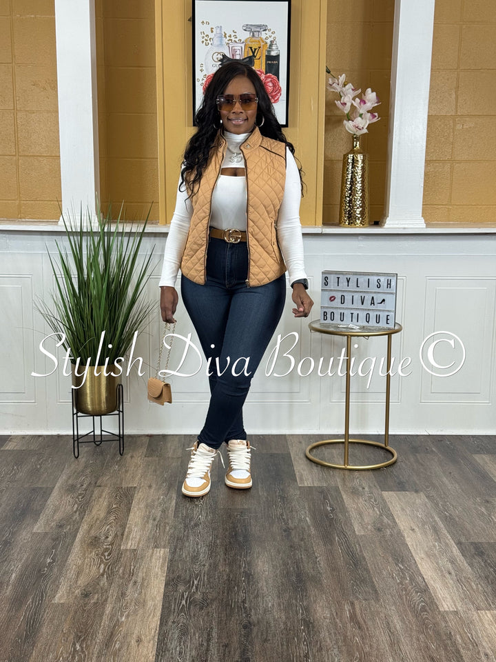 Rowan Quilted Padded Vest up to 2XL (Caramel)