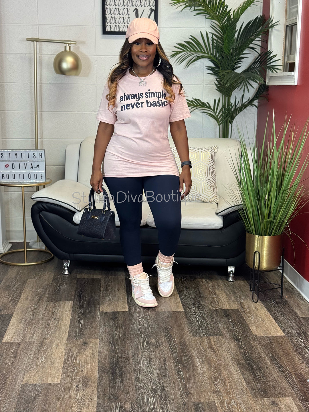 always simple. never basic. T-shirt (Dark Navy Print)