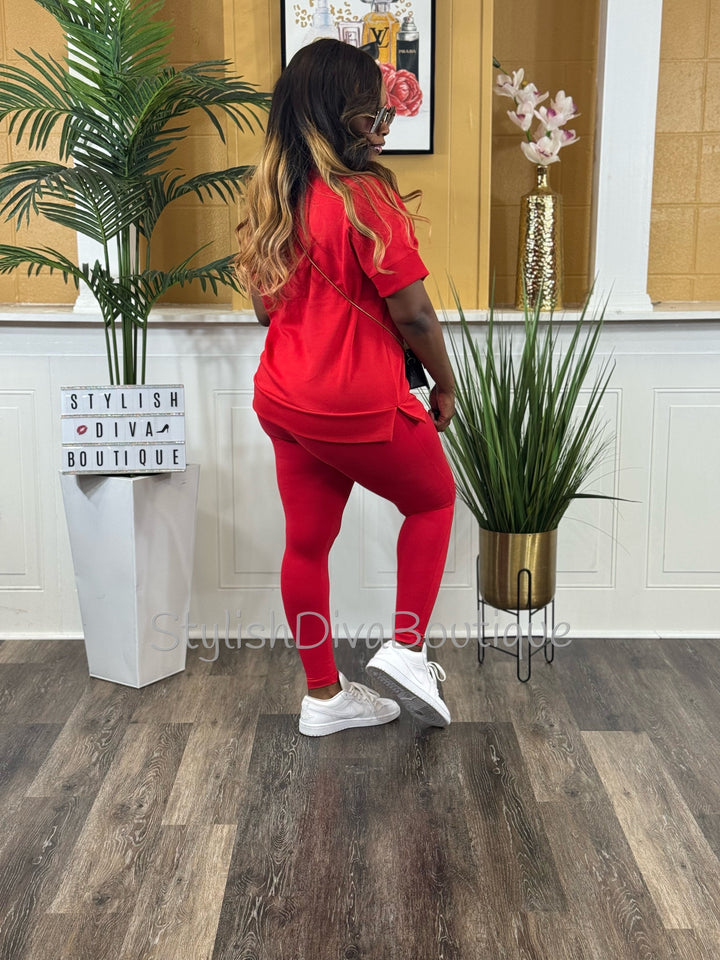 Butter Soft Microfiber Leggings up to 3XL (Red)
