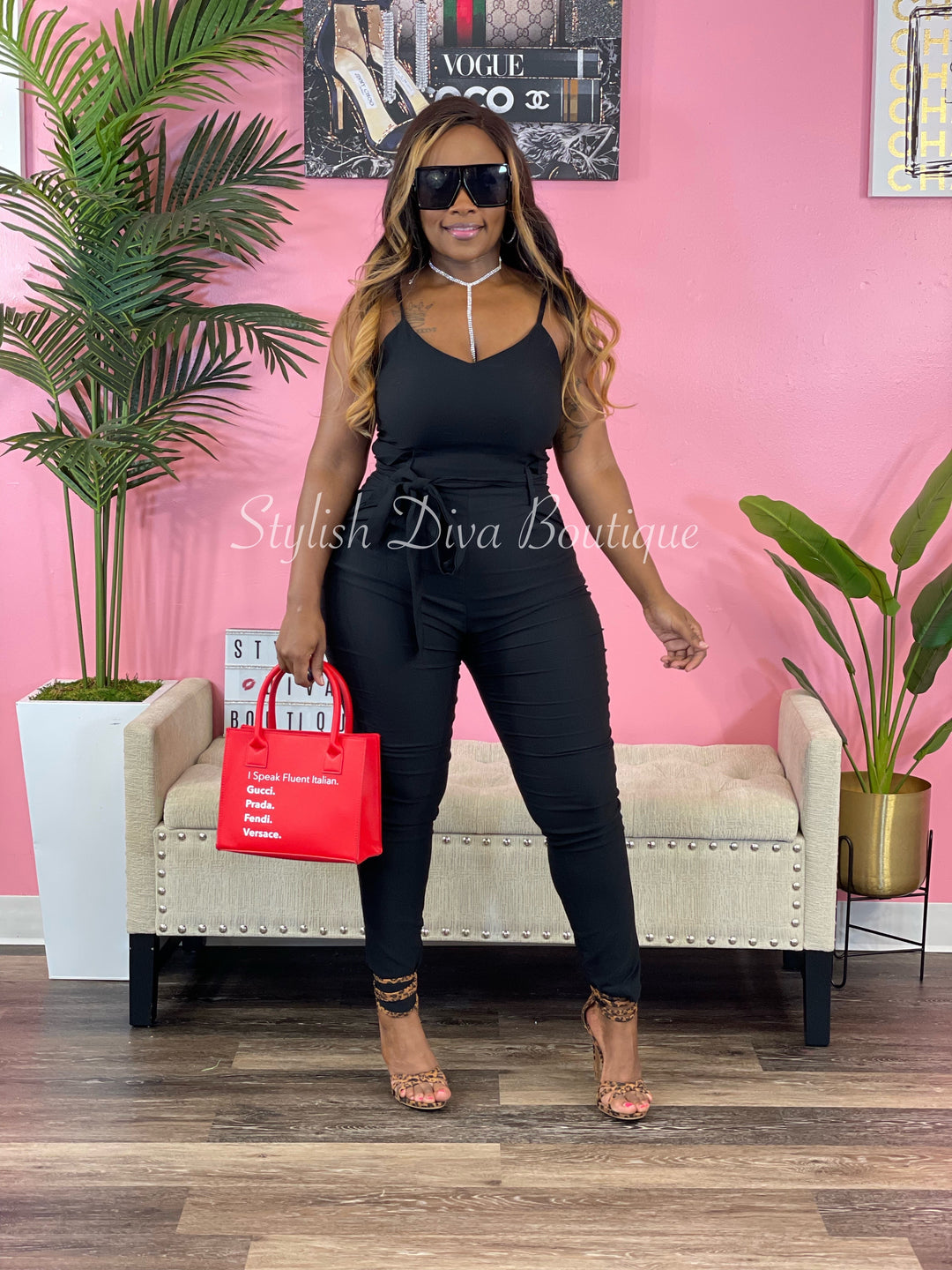 Luxe Diva Jumpsuit up to 3XL (Black)