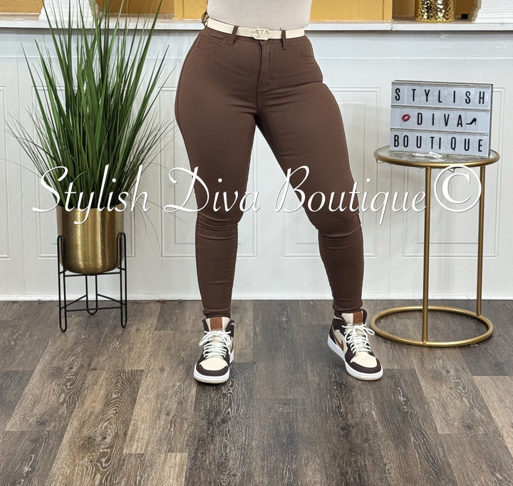 So Curvy Stretch Skinny Jeans up to 4XL (Brown)
