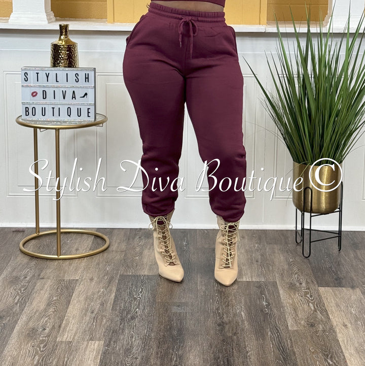Stylish Luxe Joggers up to 3XL (Dk Burgundy)