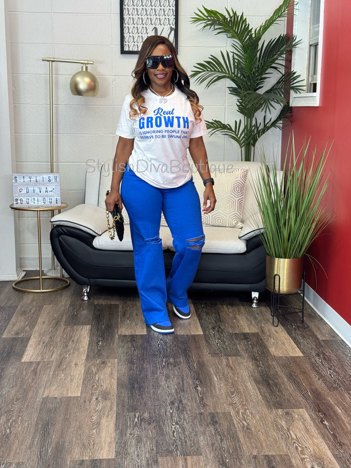 London Straight Leg Distressed Jeans (Royal Blue)