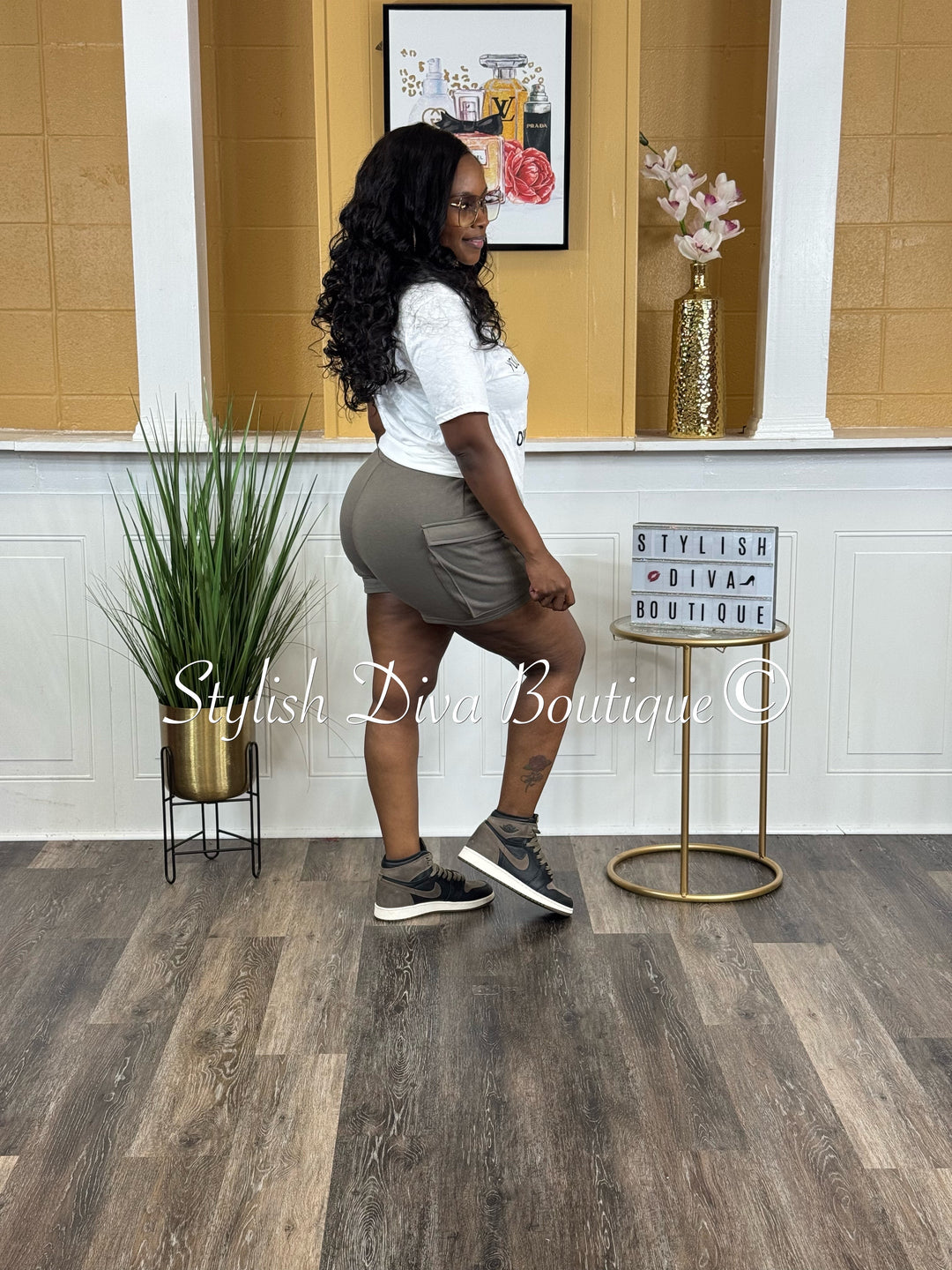 Sammie Fleece Cargo Shorts (Taupe Brown)