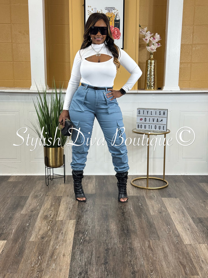 Sienna Cargo Joggers (Cool Blue)