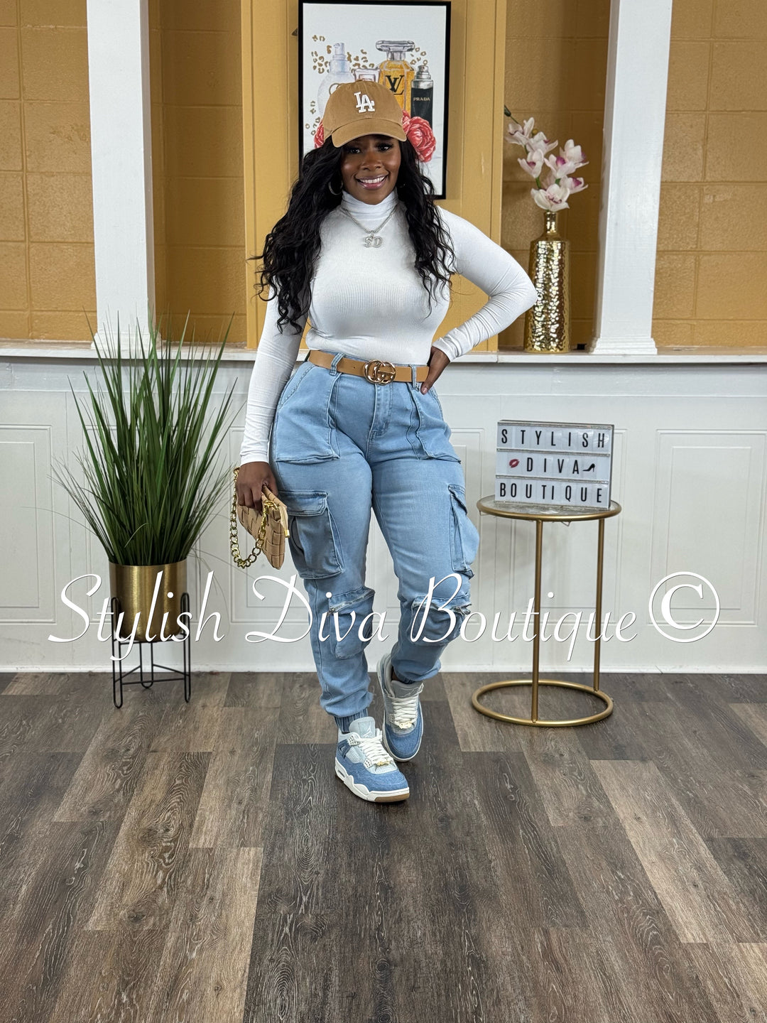 Good Vibes Denim Joggers (Light Denim Wash)