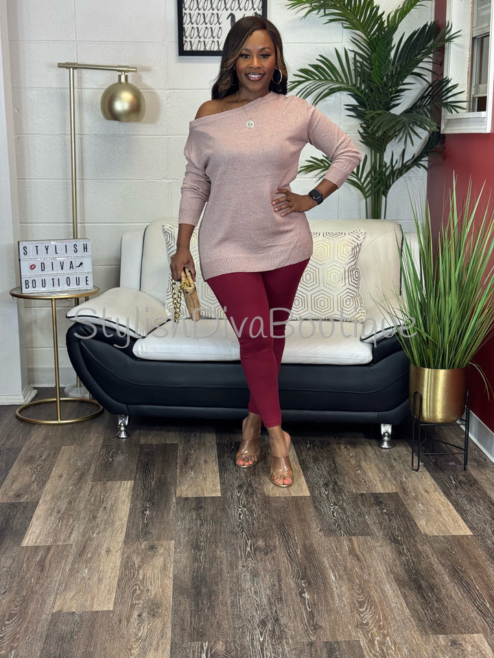 Bobbi Off Shoulder Everyday Sweater (Mauve)