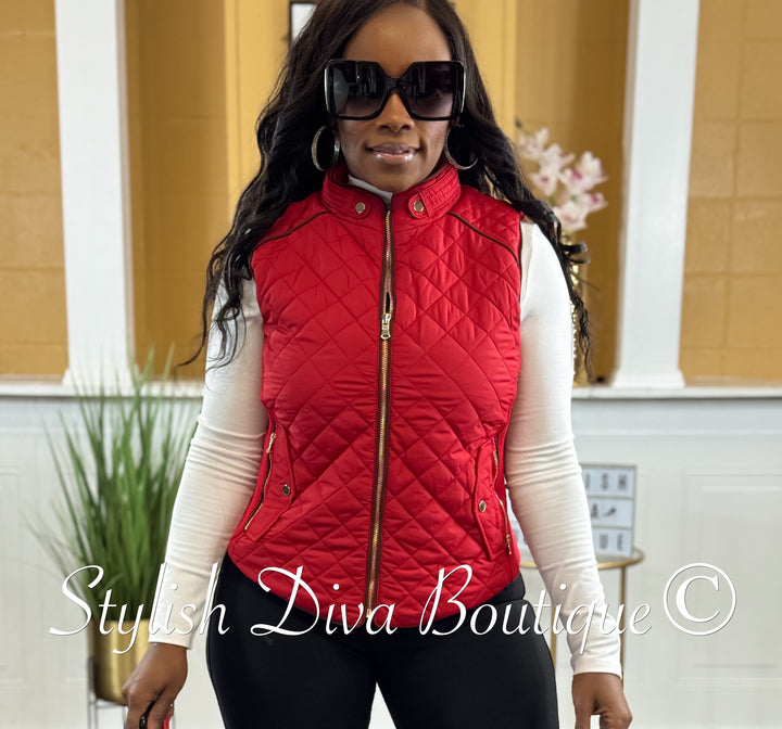 Rowan Quilted Padded Vest up to 2XL (Dark Red)