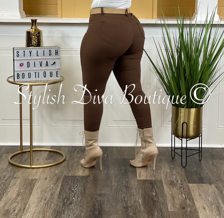 So Curvy Stretch Skinny Jeans up to 4XL (Brown)