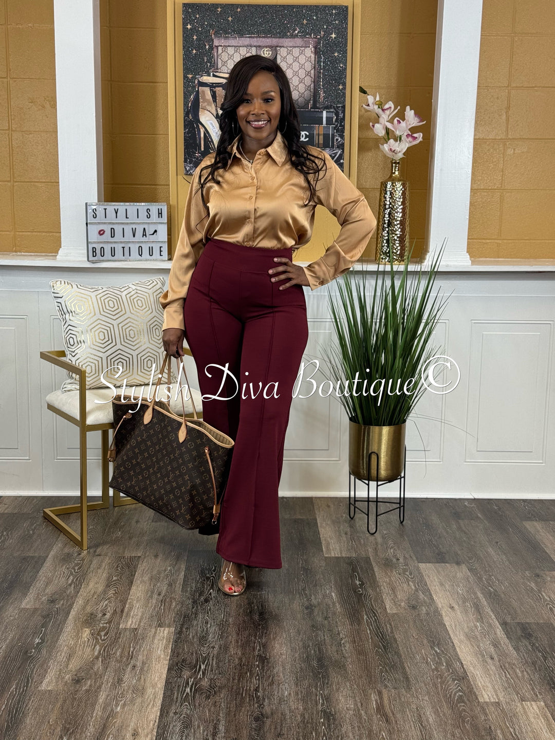 Gia Flare Pants (Dk Burgundy)