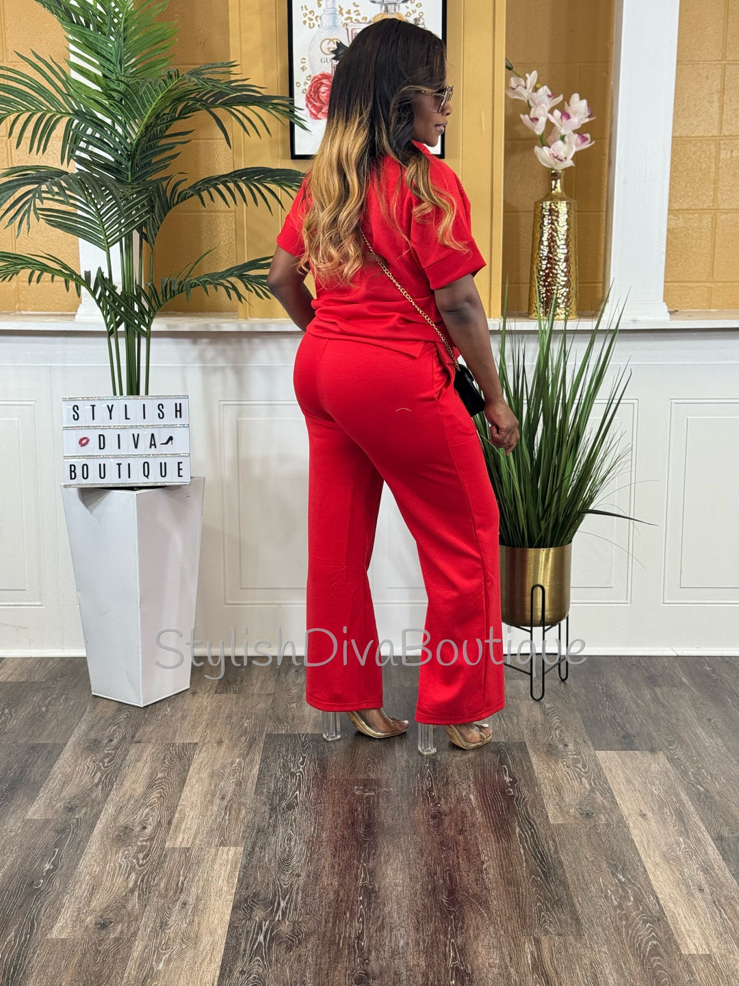 Polished Ease Half Zip Set Up to 3XL (Red)