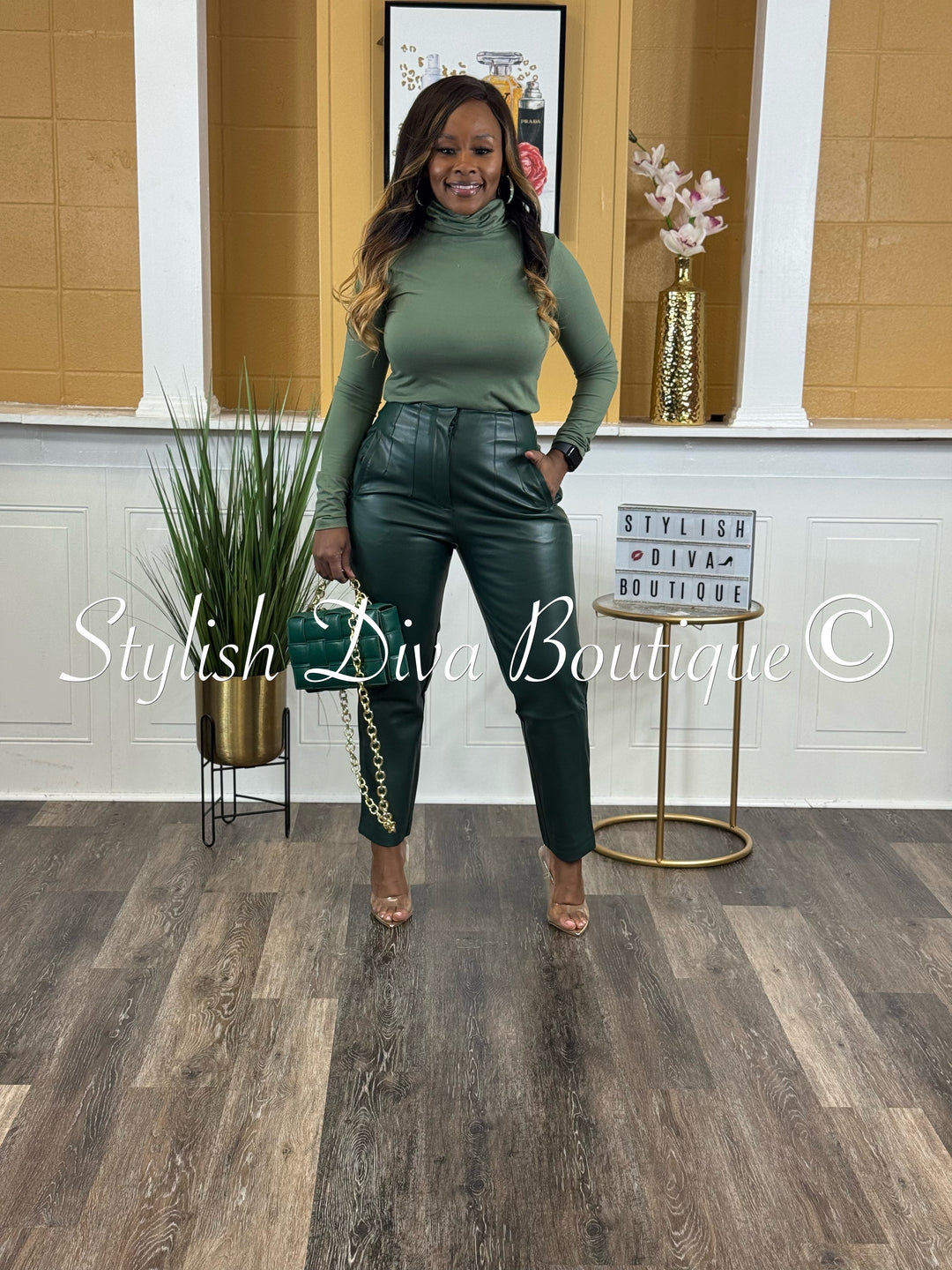 Luxe Emerald Leather Pants