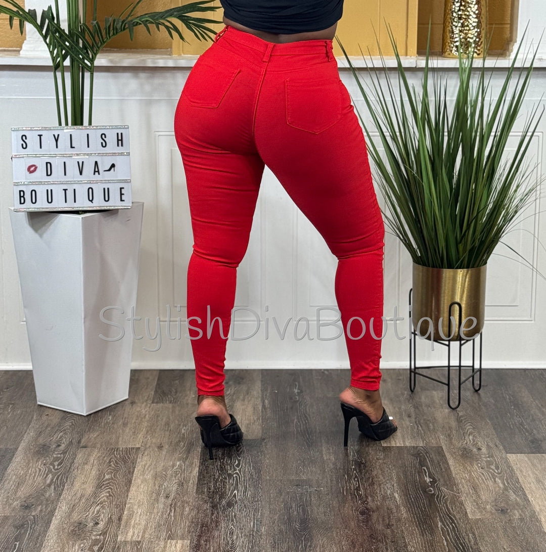So Curvy Stretch Skinny Jeans up to 2XL (Red)