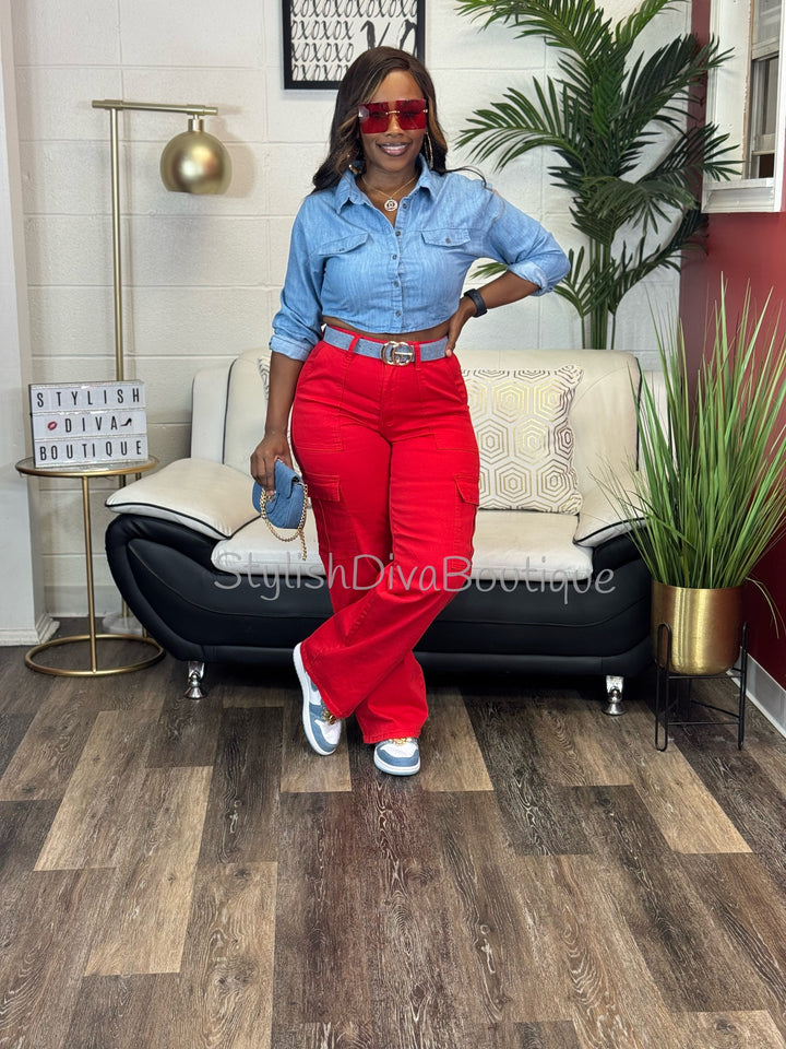 London Cargo Jeans (Red)