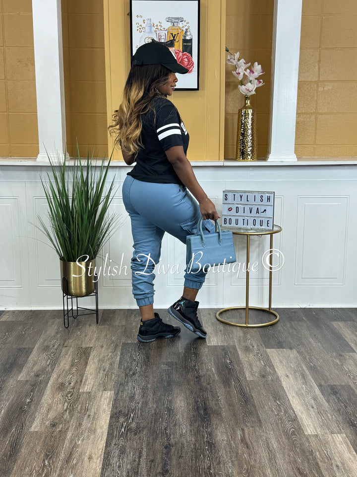 Sienna Cargo Joggers (Cool Blue)