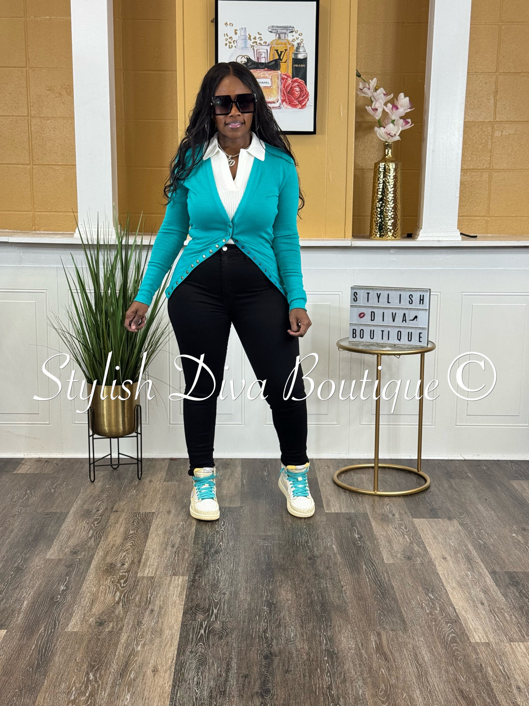 Stylish Snap Button L/S Cardigan (Jade)