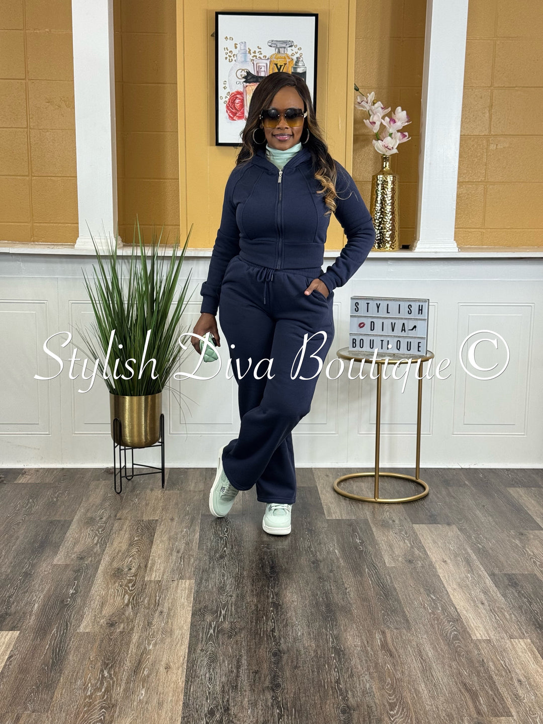 Comfort Mode Zip Hoodie Fleece Set (Navy)