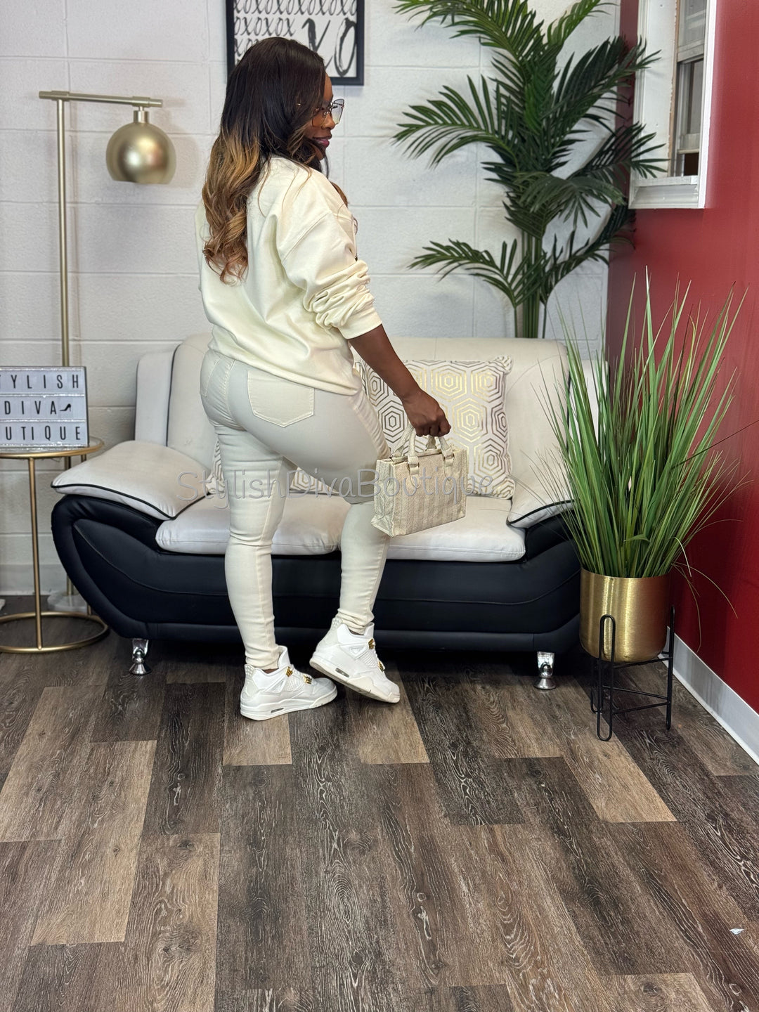 So Curvy Signature Skinny Jeans up to 2XL (Cream)
