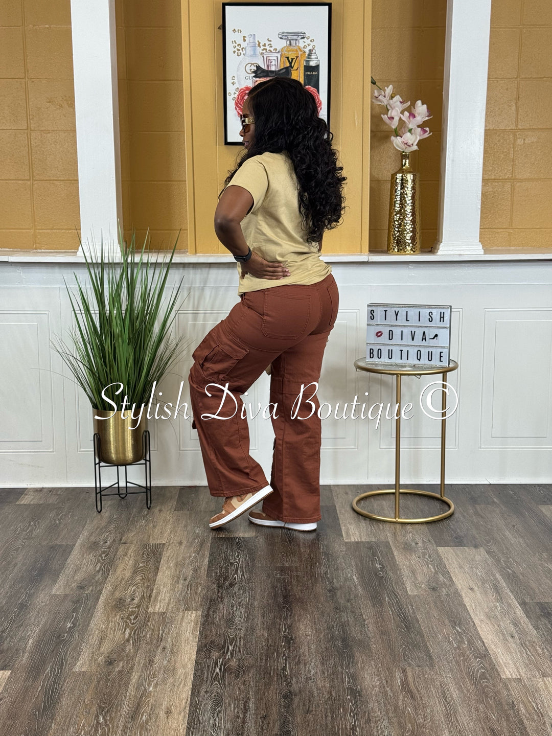 Always Ready Wide Leg Cargo Pants (Rust Brown)