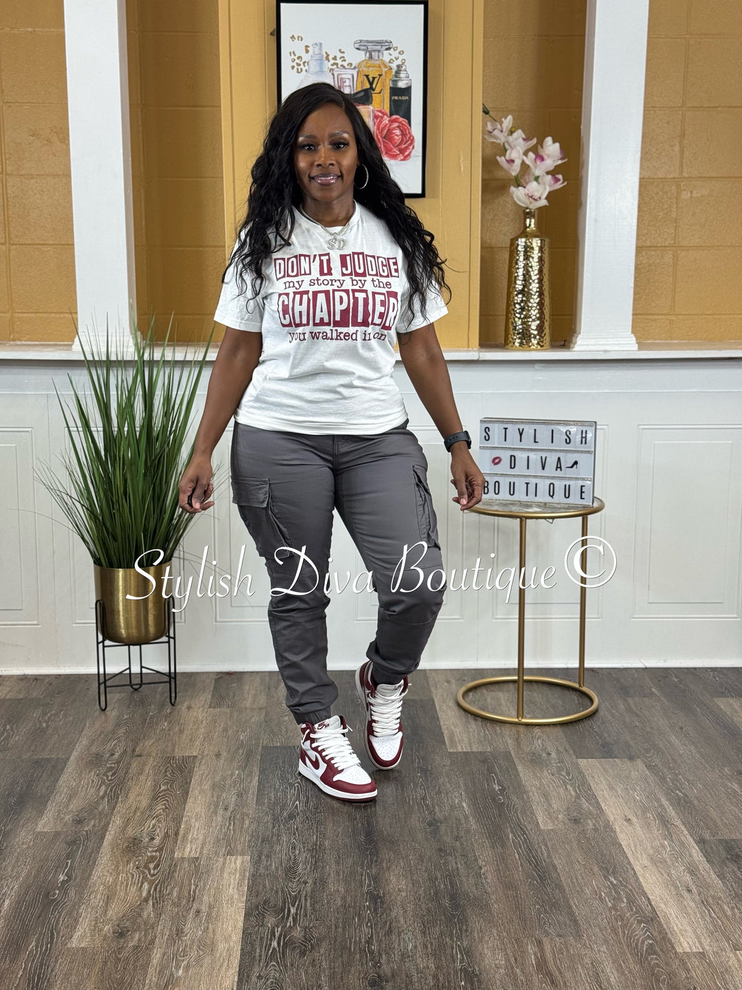 Don't Judge My Story T-Shirt (Garnet Print)