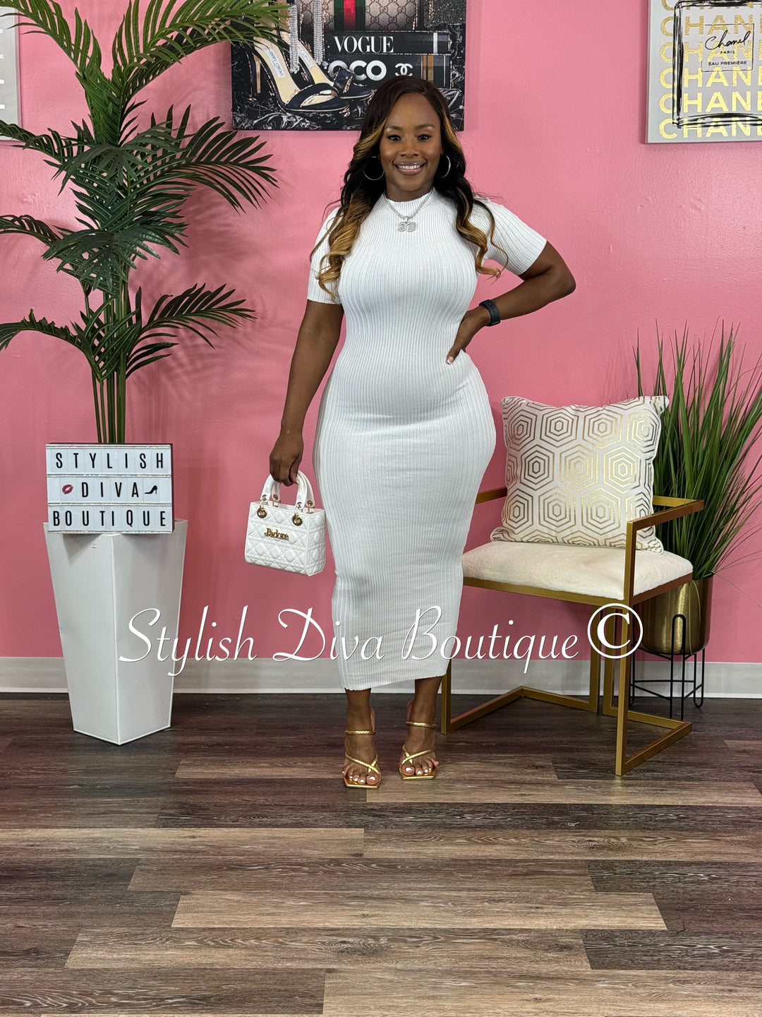 Cherish Fitted Maxi Dress (White) Stylish Diva Boutique Cherish Fitted Maxi Dress (White) Stylish Diva Boutique