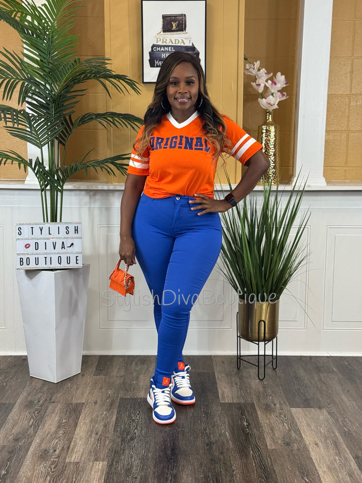 ORIGINAL Varsity Tee (Orange/Royal Blue)