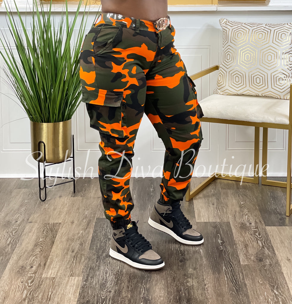 Orange hotsell Camouflage Cargo Overall Jumpsuit Size 1X