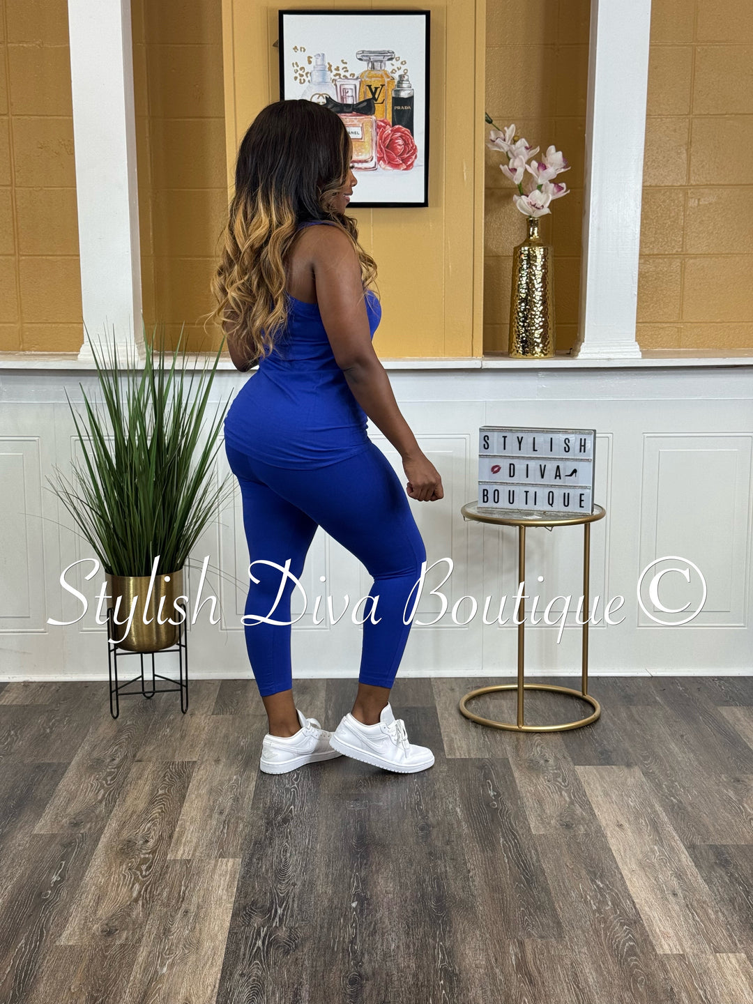 Sapphire Cropped Legging Set (Royal Blue)