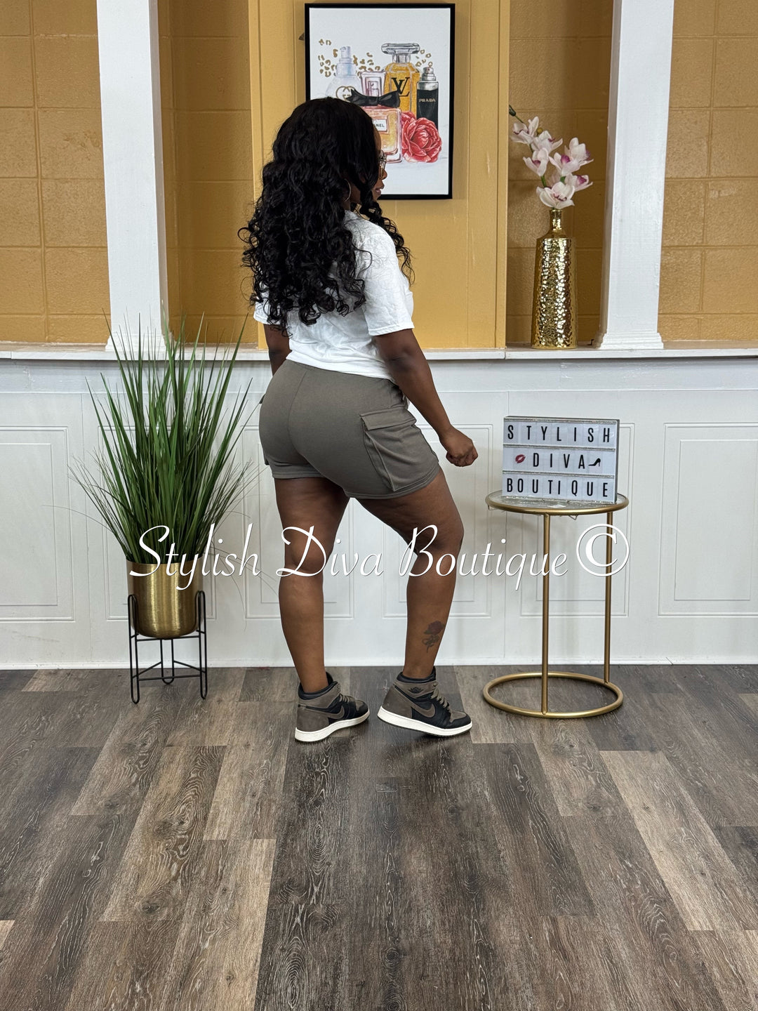 Sammie Fleece Cargo Shorts (Taupe Brown)