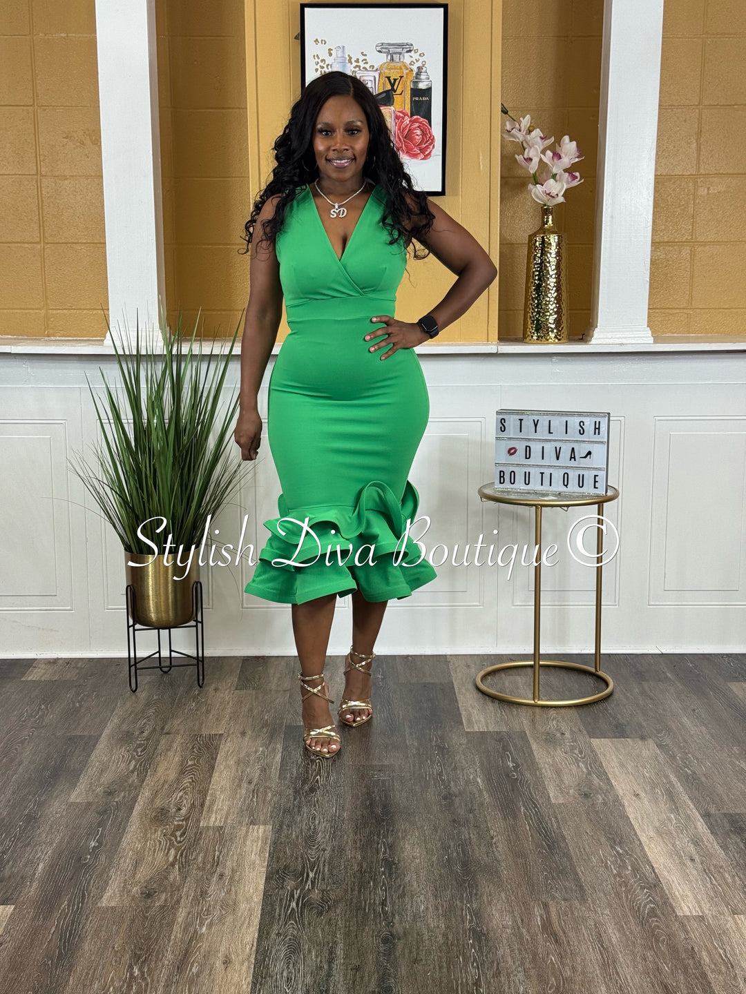 Majestic Midi Dress (Green)