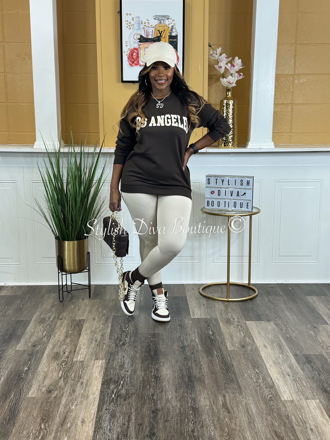 Los Angeles Sweatshirt Only up to 3XL (Cream Print)