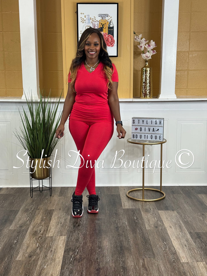 On the Run Legging Set (Red)