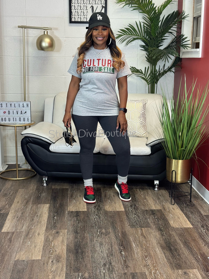 Culture Not For Sale T-Shirt (Red/Green/Black Print)