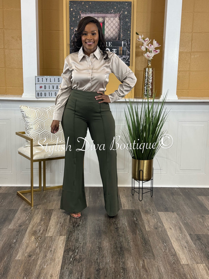 Gia Flare Pants (Dk Olive)