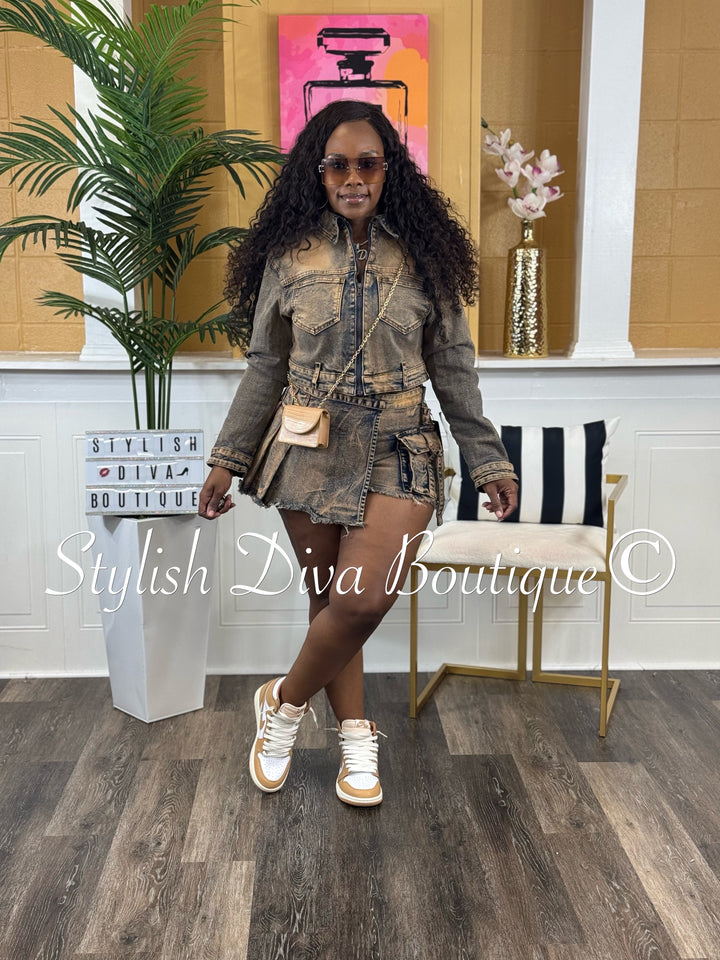 Rider Washed Mini Skort (Copper)