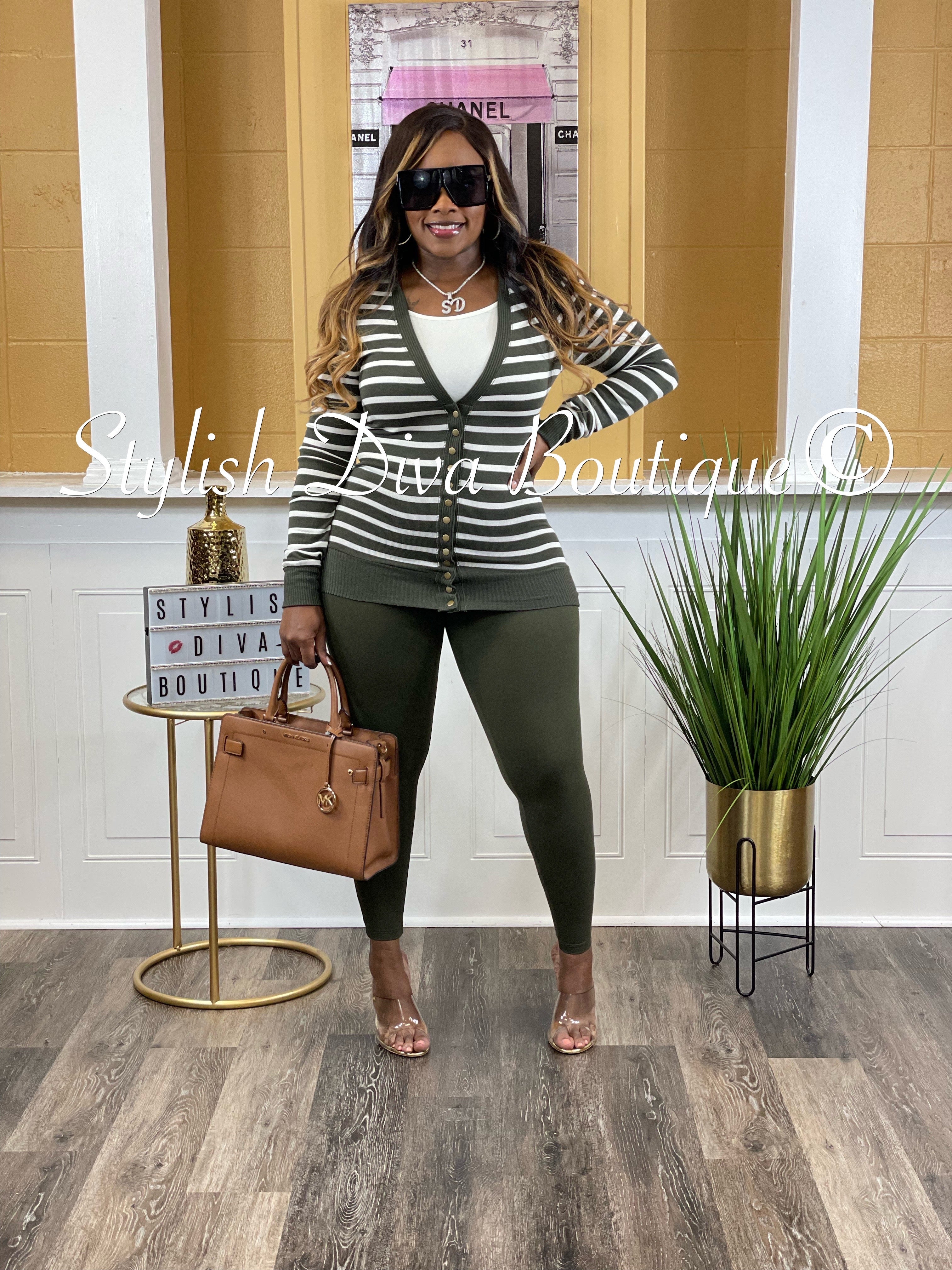 About My Business 3pc Set up to 3XL Dk Olive Ivory Stylish