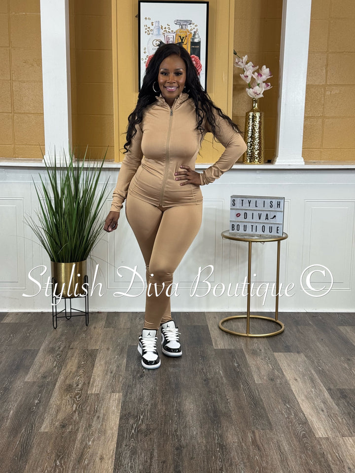 Sporty Girl 4 Piece Active Set (Khaki)