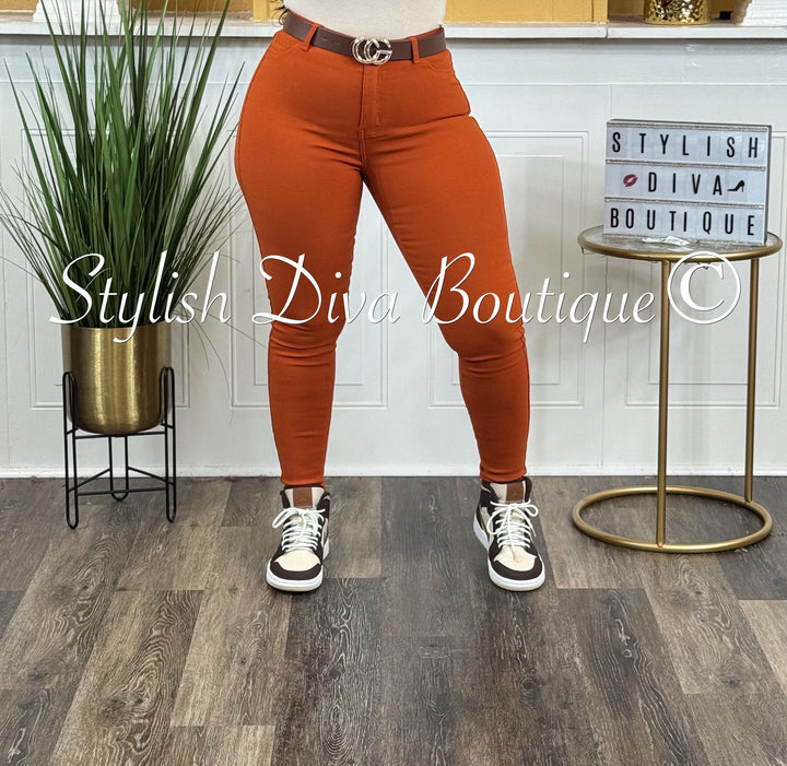 So Curvy Stretch Skinny Jeans up to 2XL (Rust Orange)