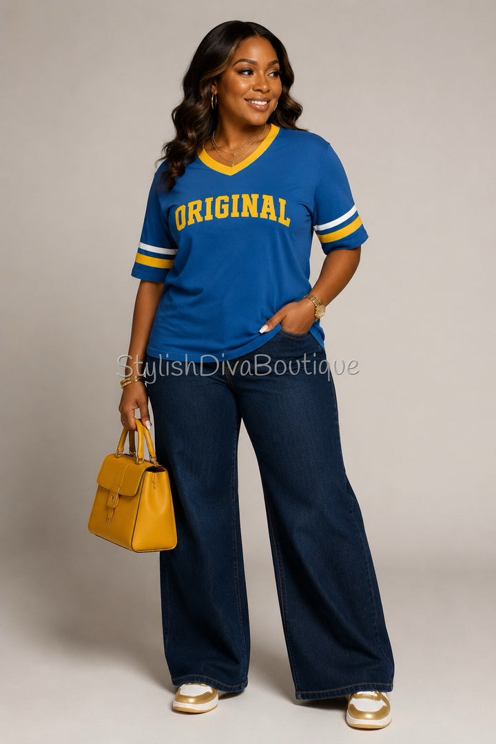 ORIGINAL Varsity Tee (Royal Blue/Gold/White)